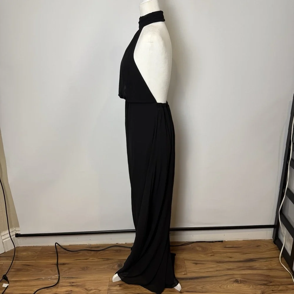 Show Me‎ Your Mumu Sz MED Colette Collar Halter Maxi Dress Black Backless